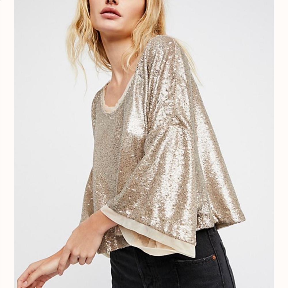 Free People Champagne Dreams Tee, Small (NWT)